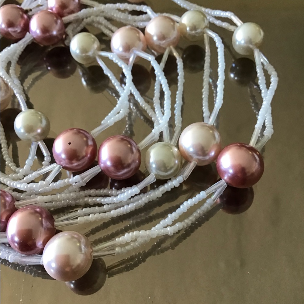 Shades of Blush Iridescent Faux Pearl Necklace